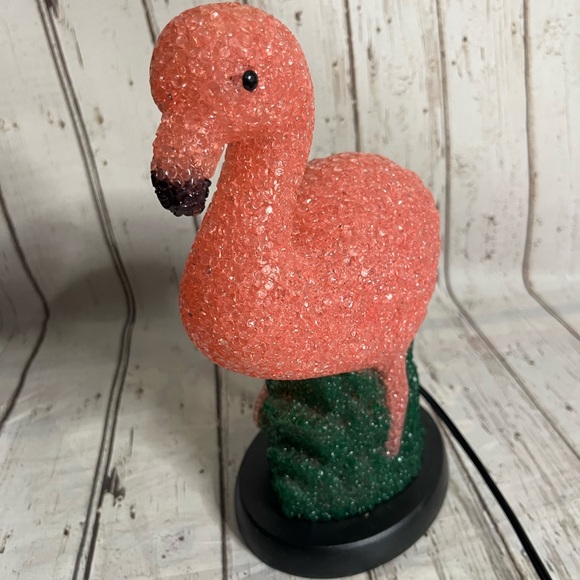 Flamingo Light Melted Plastic Popcorn Pink & Green Night Light Table Lamp 9.5" - Picture 5 of 7
